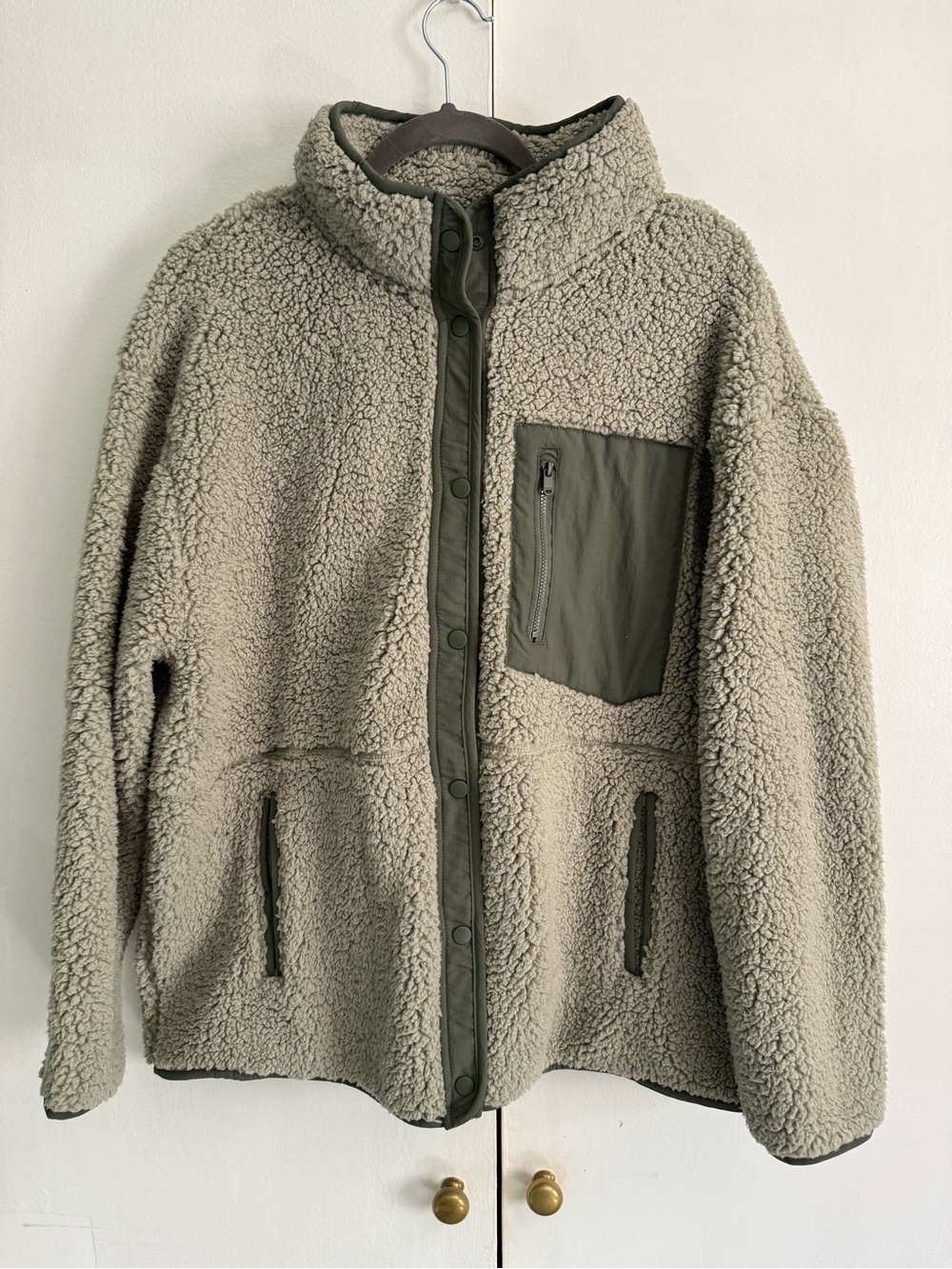 32 Degrees Sherpa-Lined Jacket in Olive and Taupe